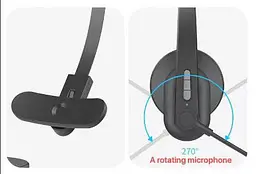 Бездротова Bluetooth-гарнітура Opptel BH63S з поворотним мікрофоном та USB-ресивером 2.4G (Чорний) - мініатюра 5
