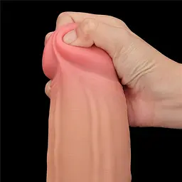 Фалоімітатор LoveToy Sliding-Skin Dual Layer Dong King Sized 31 см тілесний - мініатюра 16