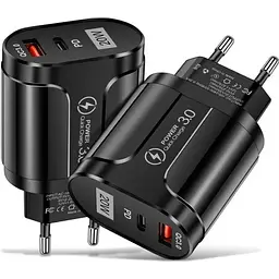 Зарядний пристрій Xiamen USB Type-C Super Charge/Quick Charge 3.0 PD 20W Black (050559) - мініатюра 2