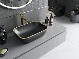 Умивальник Mexen Rita black matt gold Edge накладний MEX-21084575, Золотий - мініатюра 2
