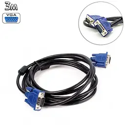 Кабель VGA-VGA Male/Male 3 м, відеокабель для монітора та проектора з феритовими фільтрами - мініатюра 2