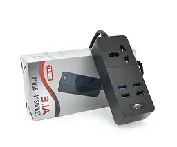Мережевий фільтр Voltronic ТВ-Т06, 1 розетка + 4 USB, 2 м, перетин 3х0,75 мм, 2500 Вт, чорний - мініатюра 1