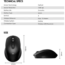 Бездротова миша Fantech GO W-191 2.4G 1600 dpi Black - мініатюра 4