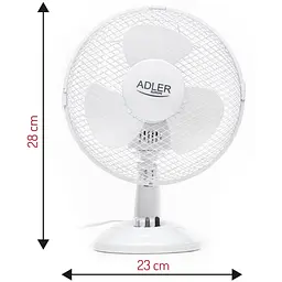 Вентилятор AdlerAD 7302 white настільний/ 45Вт/ D=23см/ автоповорот/ білий (AD7302) - мініатюра 4