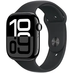 Apple Watch Series 10 GPS, 46mm, Jet Black, Спортивний ремінець чорного кольору, M/L (Grade B) Seller Refurbished