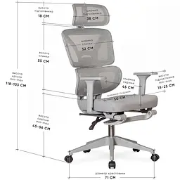 Крісло Mealux S201 Air Grey (арт. HF-S201 F/G) - мініатюра 2