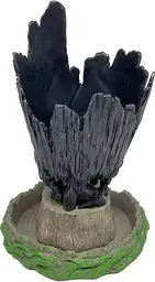 Горщик для квітів та канцелярії Грут Groot G10 Чорний череп + підставка пень - мініатюра 2