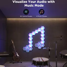 Набір настінних світильників Govee H606A Glide Hexagon Light, 7, RGBIC, WI-FI/Bluetooth, білий - мініатюра 9