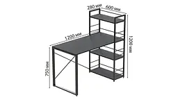 Письмовий стіл Ferrum-decor Серії Конект з етажеркою 75x120x60 чорний ДСП Сосна Кембра 16мм (FRD-104224) - мініатюра 5