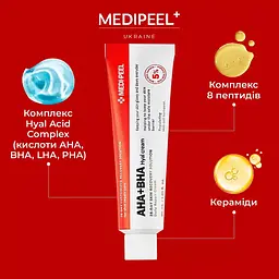 Крем-пілінг для обличчя  Medi-Peel AHA BHA 28 Days Hyal Cream відновлювальний з кислотами та пептидами 30 мл - мініатюра 3