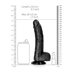 Фалоімітатор RealRock Straight Realistic 8" 23 см (чорний) - мініатюра 7