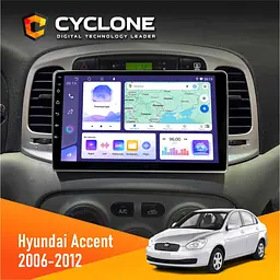 Штатна магнітола Hyundai Accent 2006-2012 Black Cyclone C9-011 4x64, DSP Cyclone (НФ-00006986)