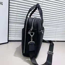 Шкіряна чоловіча ділова сумка-портфель портфель для ноутбука чорний Tiding Bag 56901 40 см - мініатюра 3