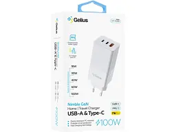 Мережевий зарядний пристрій Gelius Nimble GaN GP-HC061 100 W White - мініатюра 6
