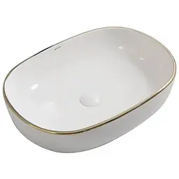 Умивальник накладний Mixxus Premium Ellipse-0105 Edge Gold 600x400x150 мм MP6564, Білий