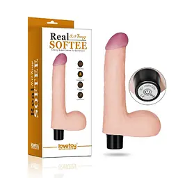 Реалістичний вібратор Lovetoy Real Softee Vibrator With Balls Flesh 17 см тілесний - мініатюра 2