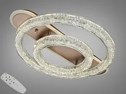 Стельова LED-люстра Diasha 9711/500+300G, кришталь, димер, пульт, 80 W, 62 см, 14-20m2