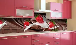 Кухонний фартух Happy Pocket Полуниця і Шоколад вінілова наклейка для кухні Їжа Коричневий 60х200 см Z181326