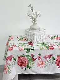 Скатертина Ecotton 150х220 см бавовняна з рогожки рожева 29033/2 Літній букет (23553) - мініатюра 10