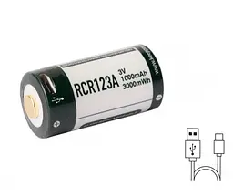 Акумулятор 16340 Keeppower 3V 1000mAh + micro USB (P1634U2) - мініатюра 2