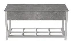 Банкетка з ящиком Ferrum-decor Дрейк 2 550x1200x400 метал Білий ДСП Бетон 16 мм (FRD-103079)