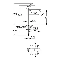 Змішувач для раковини Grohe Eurosmart Cosmopolitan XL-size 23921000 Хром - мініатюра 2