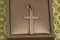 Хрестик Xuping Jewelry хрестик із фіанітами у два ряди 3 см золотистий
