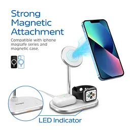 Зарядний пристрій 15W 3-in-1 Magnetic Wireless Fast Charger white Energizer - мініатюра 7
