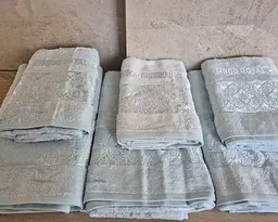 Набір бамбукових турецьких махрових рушників Cestepe 50х90 3 штуки + 70х140 3 штуки Bamboo Royal Light Blue - мініатюра 3