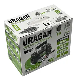 Автомобільний компресор URAGAN 12V Двопоршневий 30А 85л 360Вт 5,7 м шланг на клемах (90170) - мініатюра 7
