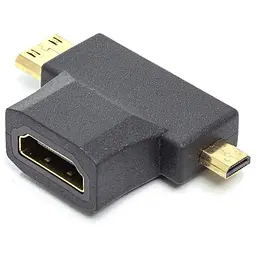 Перехідник HDMI (F) to mini HDMI (M) / micro HDMI (M) PowerPlant (CA912056)