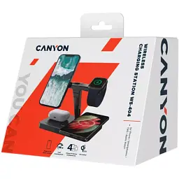 Зарядний пристрій Canyon wireless charger WS-404 15W 4in1 Black (CNS-WCS404) - мініатюра 3