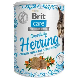 Ласощі для котів Brit Care Cat Snack Superfruits Herring оселедець 100 г (100653/555710)