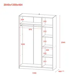 Шафа для одягу Doros Промо Сірий 3 ДСП 135х48х204 (80737765) - мініатюра 7