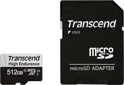 Карта пам'яті Transcend 512GB microSD w/ adapter U1, High Endurance (170TB) (TS512GUSD350V) (FFSDTR02110) - мініатюра 2