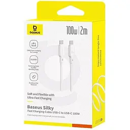 Кабель Baseus Silky Series Fast Charging Cable Type-C to Type-C 100W 2m White - мініатюра 2