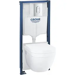 Комплект 5в1: Інсталяція Grohe Rapid + унітаз Grohe Euro Ceramic + клавіша Grohe Arena Cosmopolitan хром 36503000, Білий