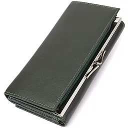 Місткий жіночий гаманець на магнітах із натуральної шкіри ST Leather 23115 зелений - мініатюра 2
