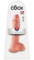 Реалістичний пеніс King Cock With Balls з венами і присоскою 26.7 см тілесний - мініатюра 6