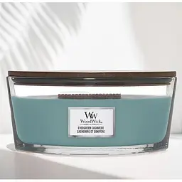 Свічка Woodwick Ellipse Evergreen Cashmere Вічнозелений кашемір 453 г (1743617E) - мініатюра 2