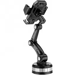 Тримач для телефону в авто на присосці автотримач телефону чорний Hoco DCA33 Powerful suction cup - мініатюра 5