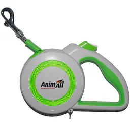 Повідець-рулетка AnimAll Reflector для собак вагою до 25 кг 5 м салатово-біла