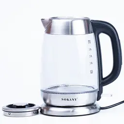 Електрочайник скляний Sokany SK-SH-1069 дисковий 2 л, сталь Sokany SKSH1069 - мініатюра 3