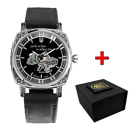 Жіночий наручний годинник 021-3D Де б не була Silver-Black-Black Leather Awarder acs0031877