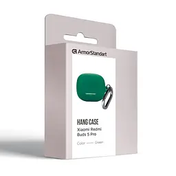 Силіконовий чохол для навушників Xiaomi Buds 5 Pro, Hang Case, зелений, ультратонкий захисний кейс товщиною 2 мм, захист від подряпин, пилу та ударів, компактний, з карабіном для кріплення, ArmorStandart (ARM84517) - мініатюра 3