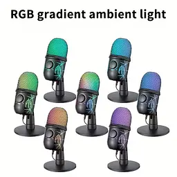 Професійний ігровий мікрофон V5 з RGB-підсвічуванням, шумозаглушенням, Mute та моніторингом у навушниках - мініатюра 3