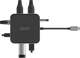 Розгалужувач, кардридер, USB-Хаб Acer USB hub Multiport Black USB-C HDMI/DP/2xUSB-A3.2/USB-C/RJ45/mini-jack, 0.15 м - мініатюра 4
