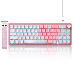Ігрова механічна клавіатура Womier VK66 Pro / Дротове підключення / Womier POM Series Switches / Pink - мініатюра 2