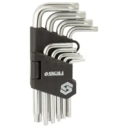 Ключ Sigma набір TORX 9шт T10-T50 CrV, короткі з отвором (4022211) - мініатюра 2