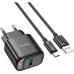 Зарядний пристрій HOCO C140A Smart USB QC 3.0 + кабель USB-A — USB-C чорний (6942007627825) - мініатюра 7